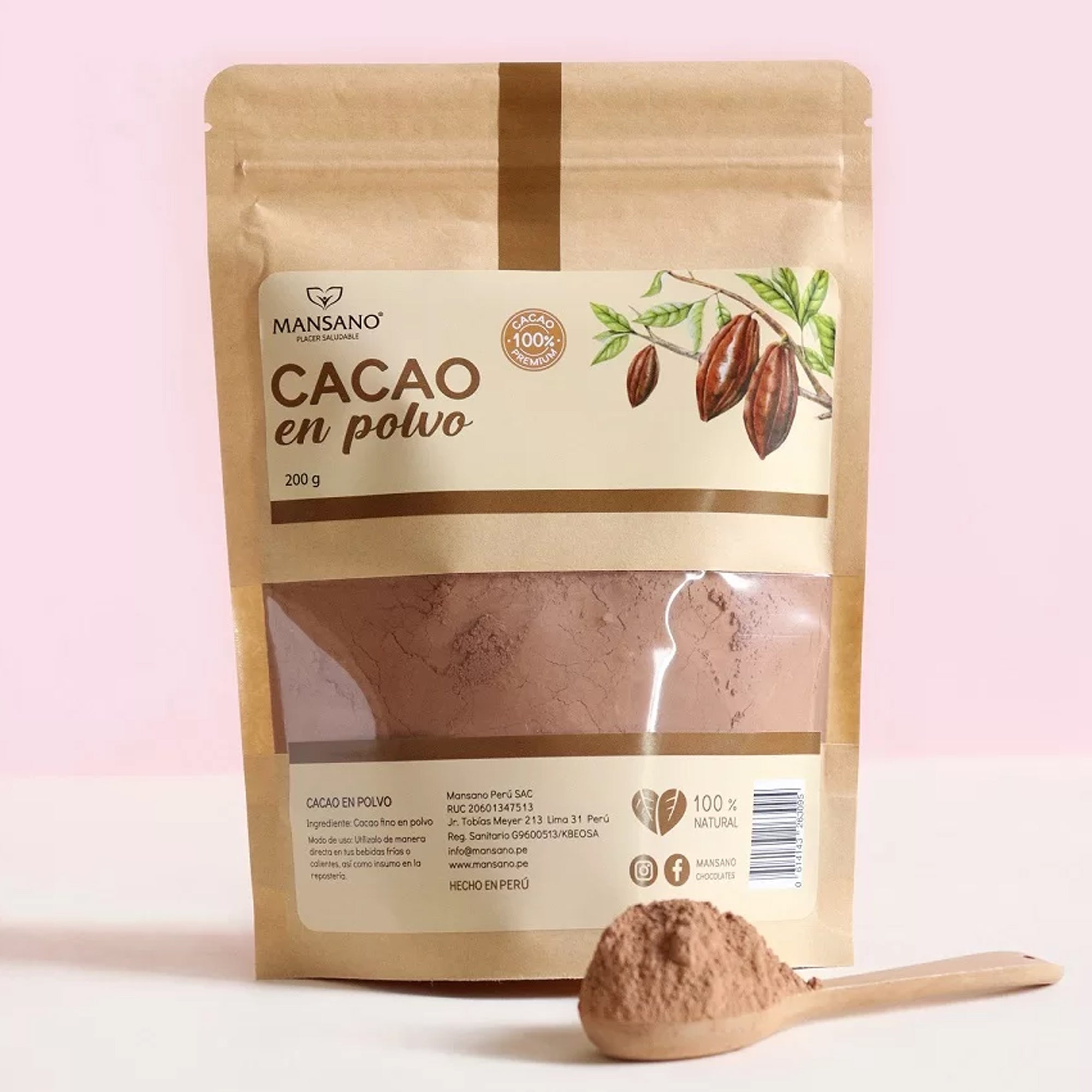 CACAO EN POLVO 100% CACAO - 200gr