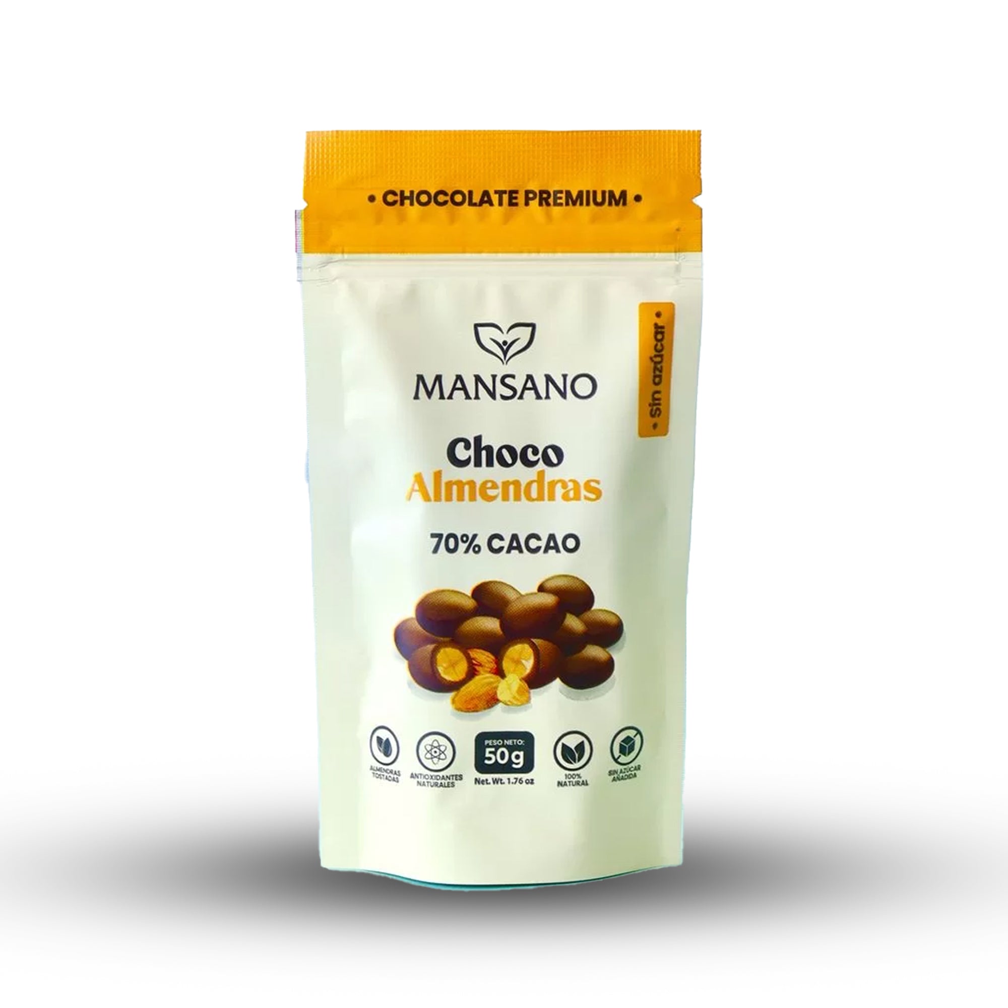 CHOCO ALMENDRA 70% CACAO SIN AZUCAR - 50g