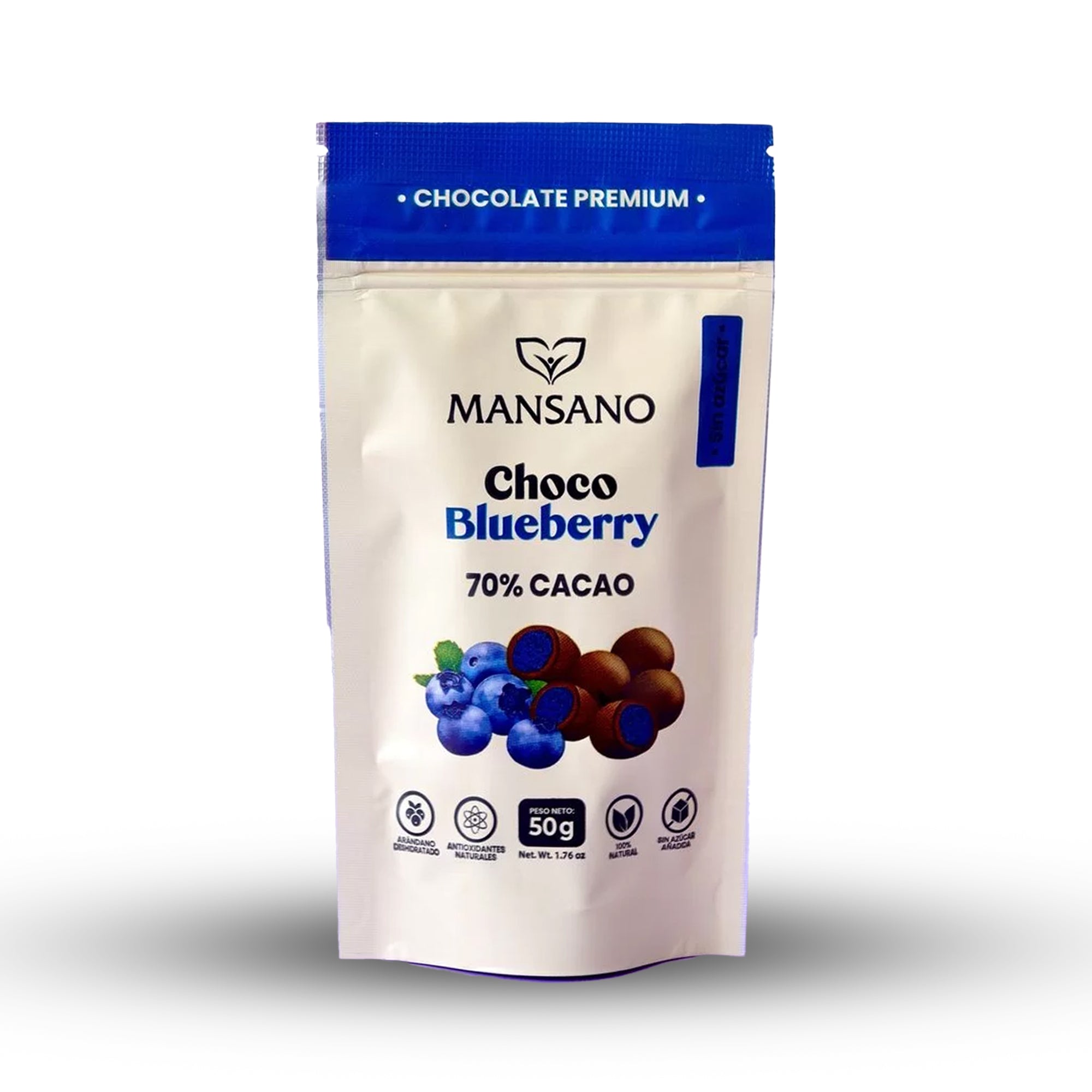CHOCO BLUEBERRY 70% CACAO SIN AZUCAR - 50g