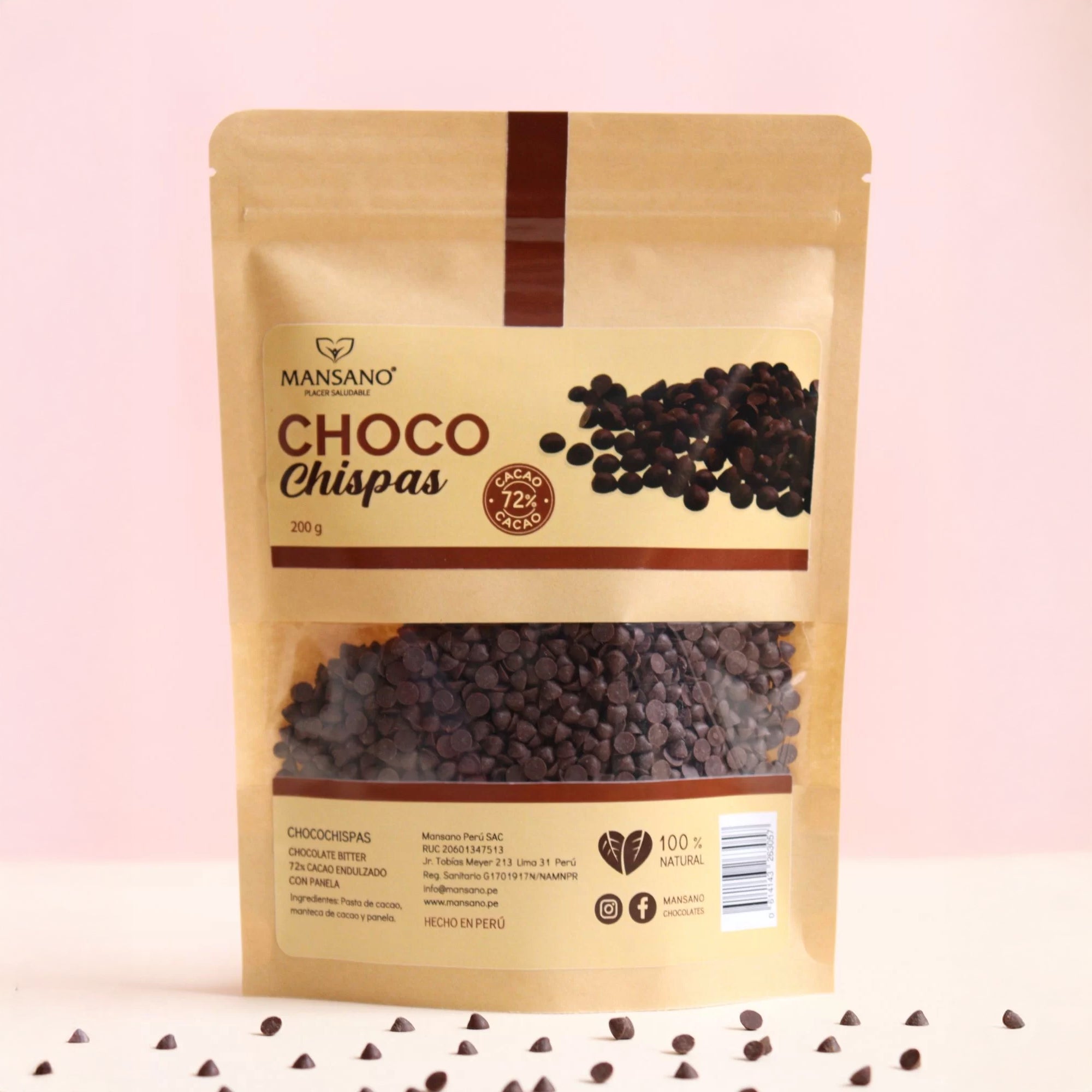 CHOCO CHISPAS 72% CACAO - 200gr