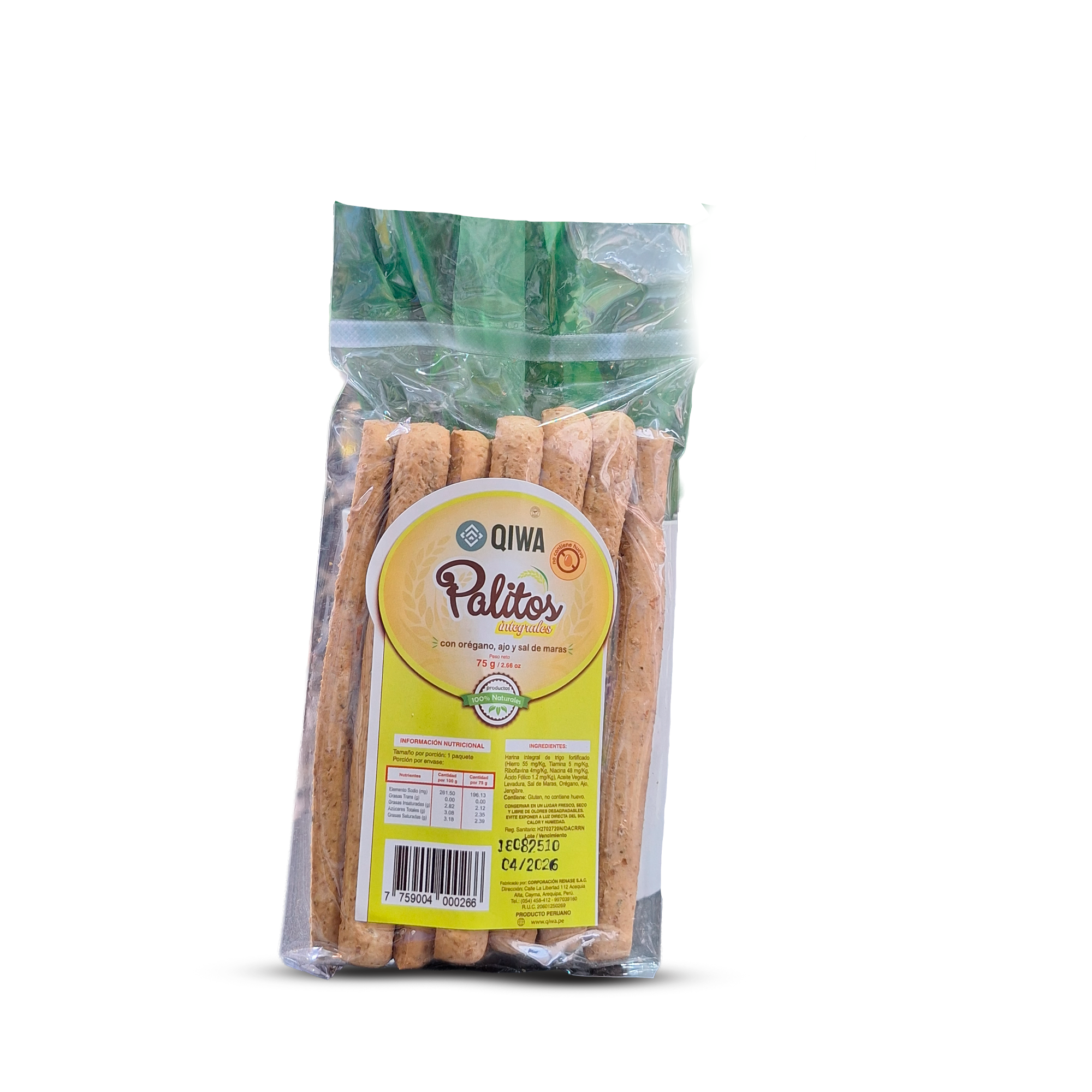 QIWA PALITOS INT.DE OREGANO, AJO Y SAL DE MARAS - 75gr