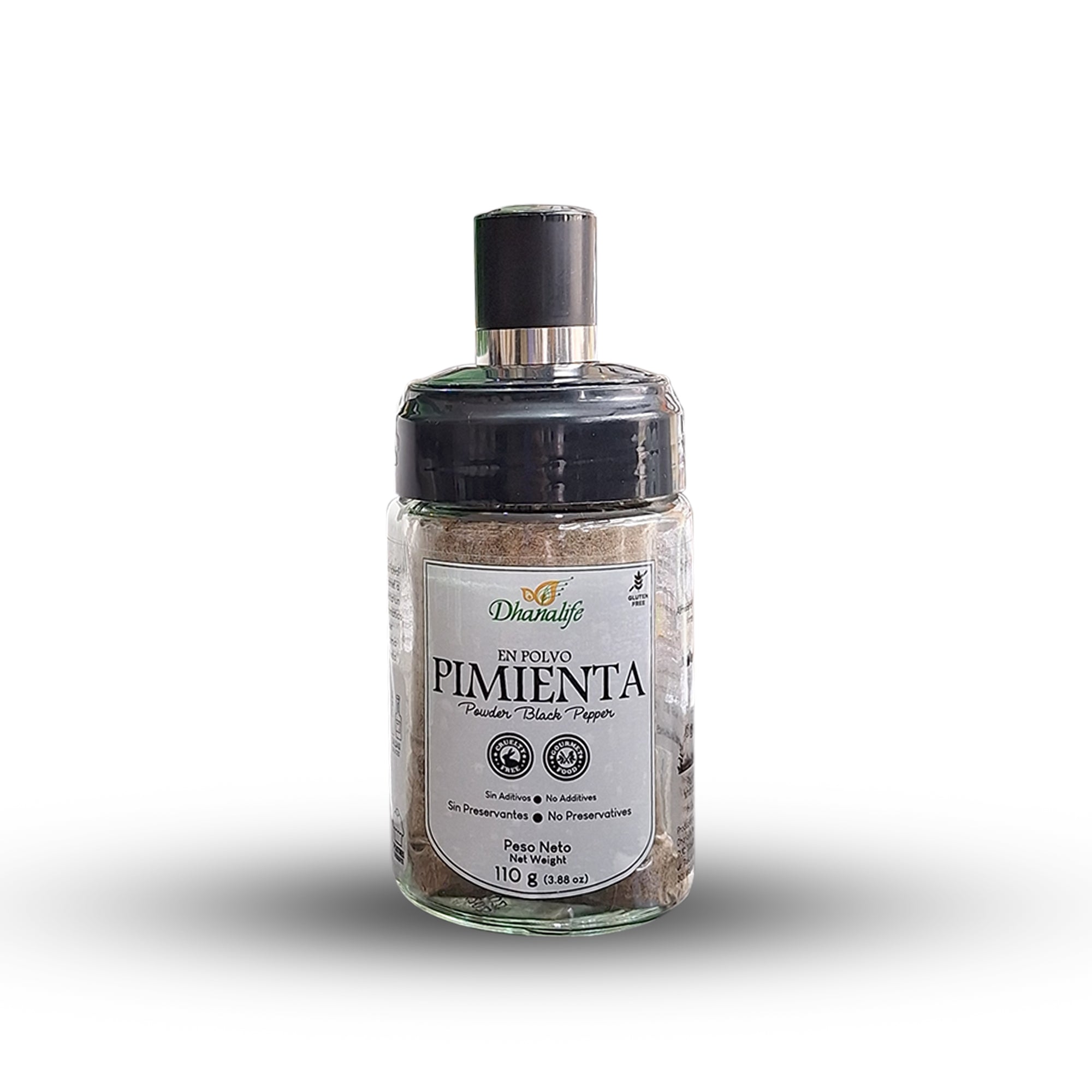 PIMIENTA NEGRA EN POLVO ESPECIERO DE VIDRIO - FRASCO DE 110g