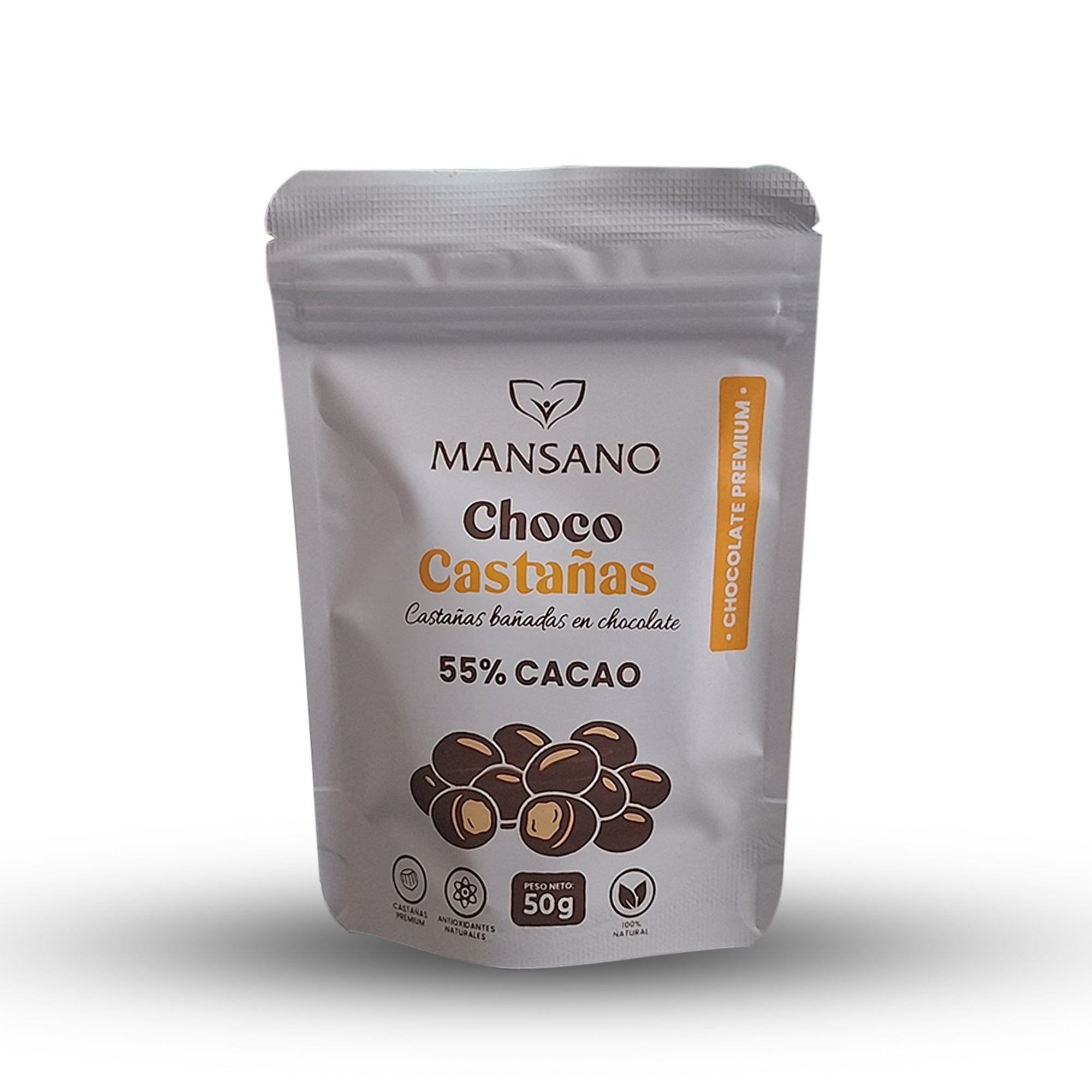CHOCO CASTAÑA 55% CACAO - 50g
